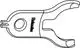 Lösevorrichtung von IMI Hydronic Engineering mit zwei Zangen und einem runden Ausschnitt, geeignet zum Entfernen von Thermostatköpfen.